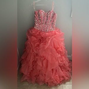 Coral colored pageant dress